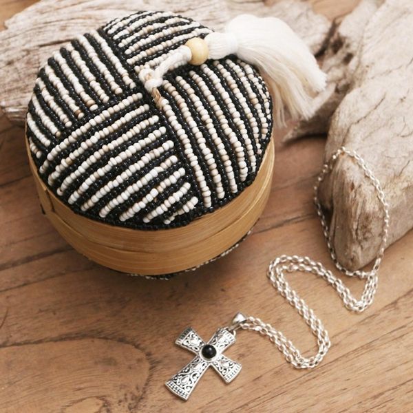 Alternate image for Decorative Beaded Bamboo Box from Bali Pinstripe Pleasure