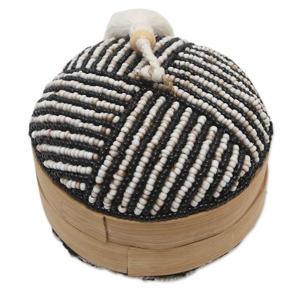 Alternate image for Decorative Beaded Bamboo Box from Bali Pinstripe Pleasure