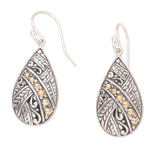 Alternate image for Gold-Accented Sterling Silver Dangle Earrings Tropical Bali
