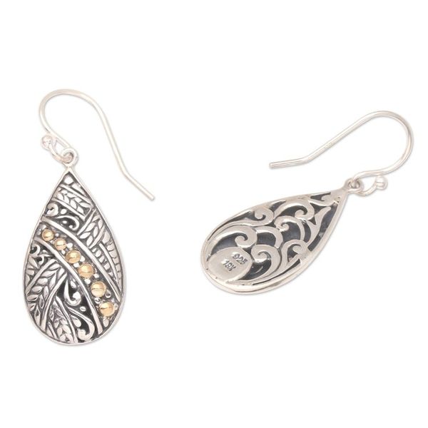 Alternate image for Gold-Accented Sterling Silver Dangle Earrings Tropical Bali