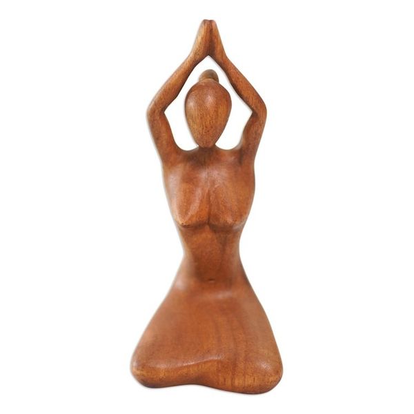 Alternate image for Suar Wood Statuette with Yoga Motif Meditative Asana