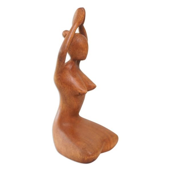 Alternate image for Suar Wood Statuette with Yoga Motif Meditative Asana