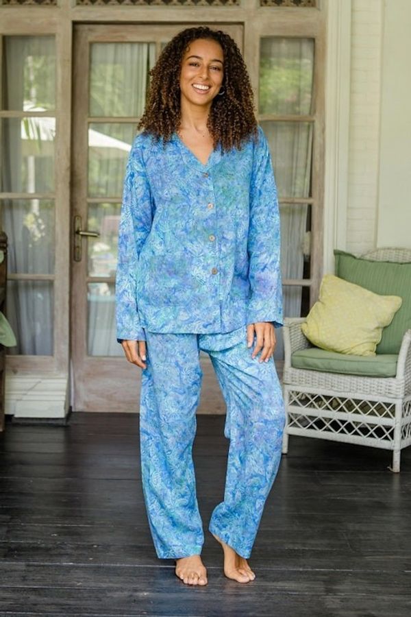 Alternate image for Tie-Dye Rayon Pajama Set from Bali Balinese Leaves