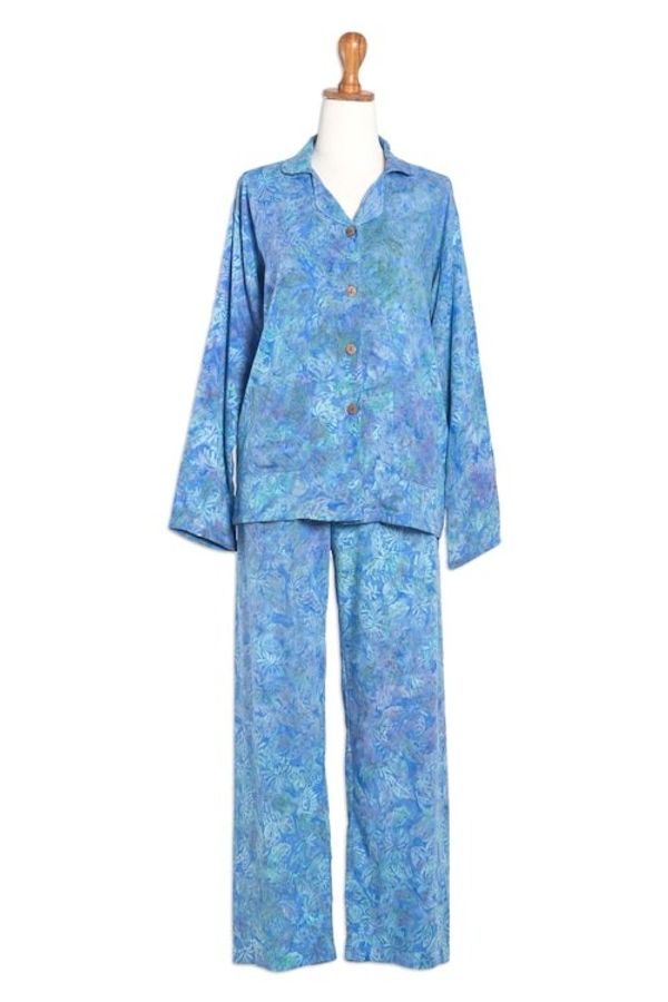 Alternate image for Tie-Dye Rayon Pajama Set from Bali Balinese Leaves