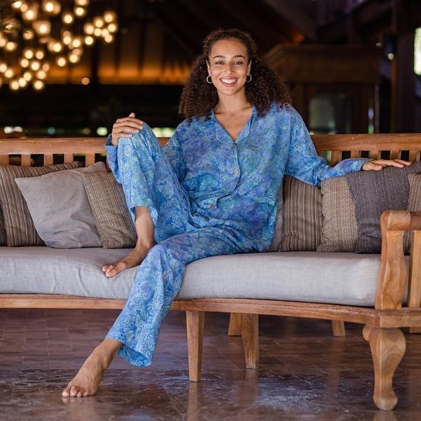 Alternate image for Tie-Dye Rayon Pajama Set from Bali Balinese Leaves