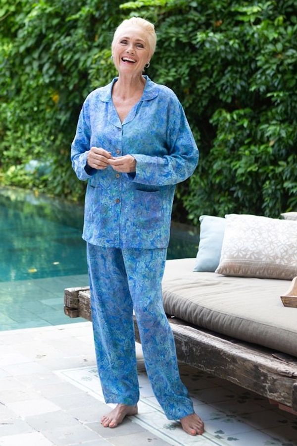 Alternate image for Tie-Dye Rayon Pajama Set from Bali Balinese Leaves