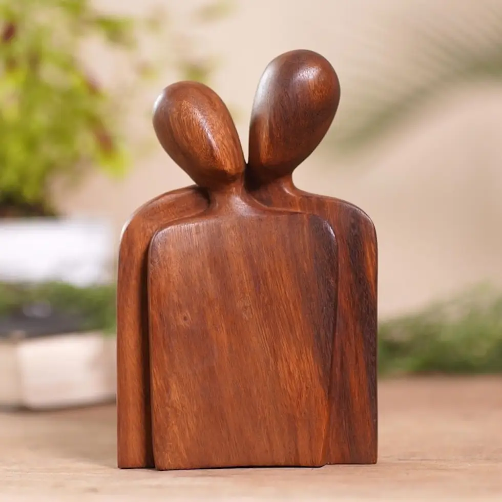 Romantic Suar Wood Statuette 'Romantic Night'