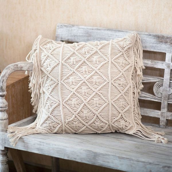 Alternate image for Handmade Cotton Macrame Cushion Cover Cloud Cover
