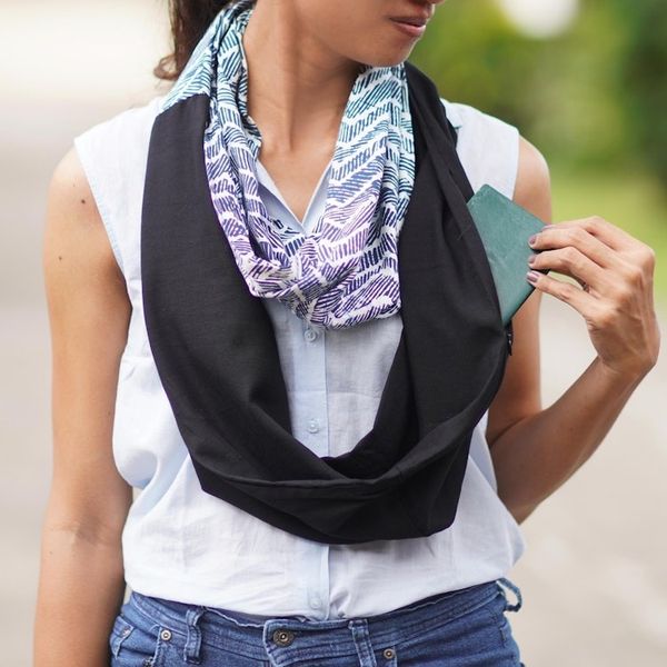 Alternate image for Cotton Blend Batik Infinity Scarf Modern Zigzag