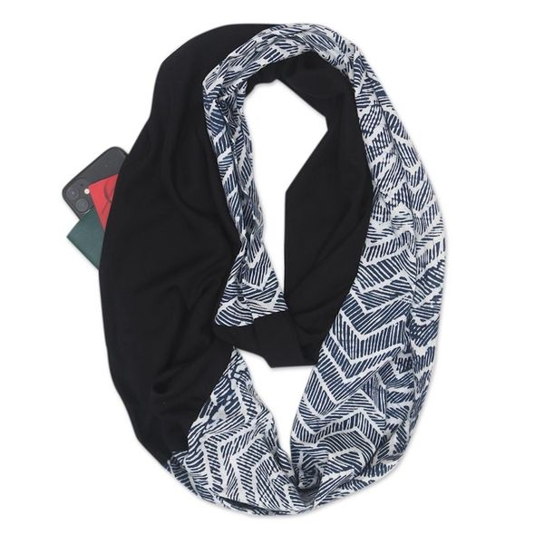 Alternate image for Cotton Blend Batik Infinity Scarf Modern Zigzag