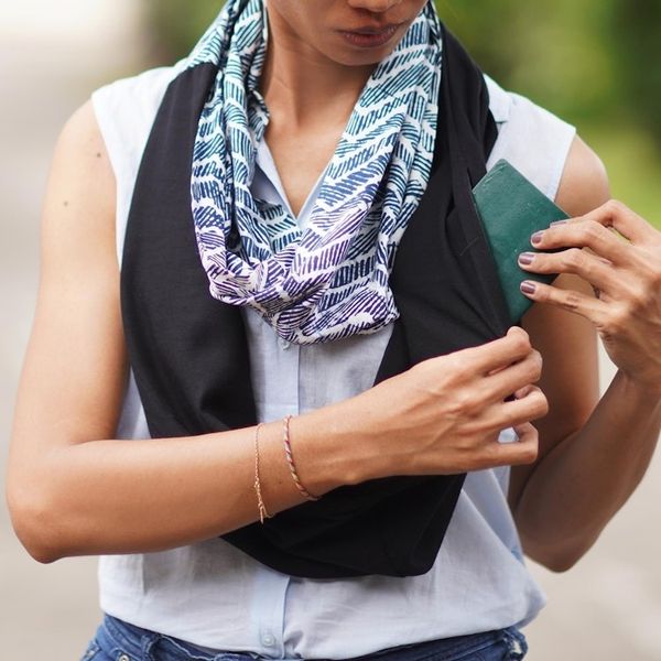 Alternate image for Cotton Blend Batik Infinity Scarf Modern Zigzag