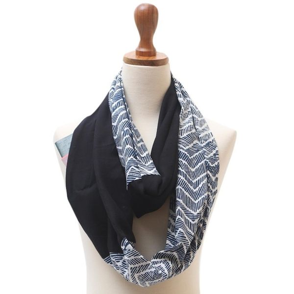 Alternate image for Cotton Blend Batik Infinity Scarf Modern Zigzag