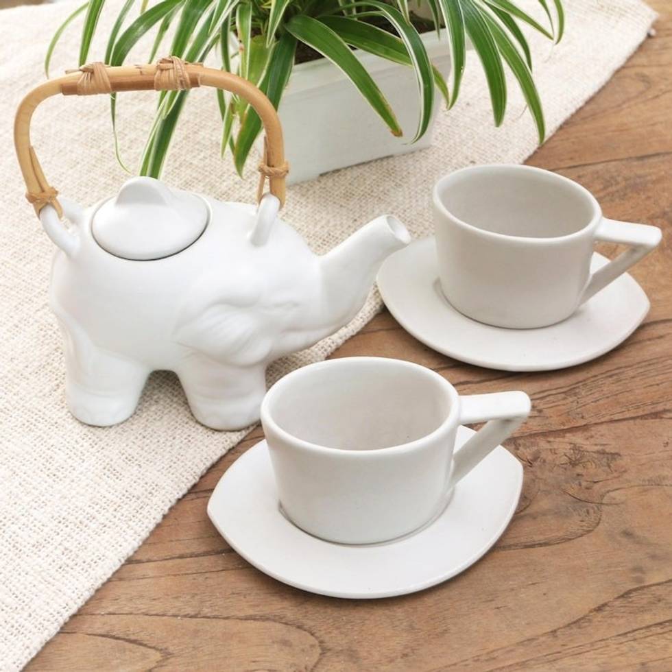 Ceramic Elephant-Themed Tea Set for Two 5 Pcs 'Elephant Tea'