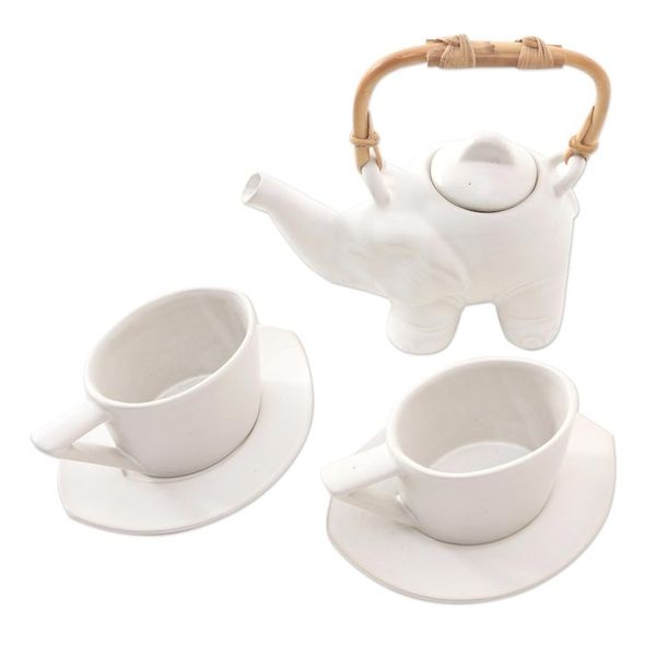 Alternate image for Ceramic Elephant-Themed Tea Set for Two 5 Pcs Elephant Tea