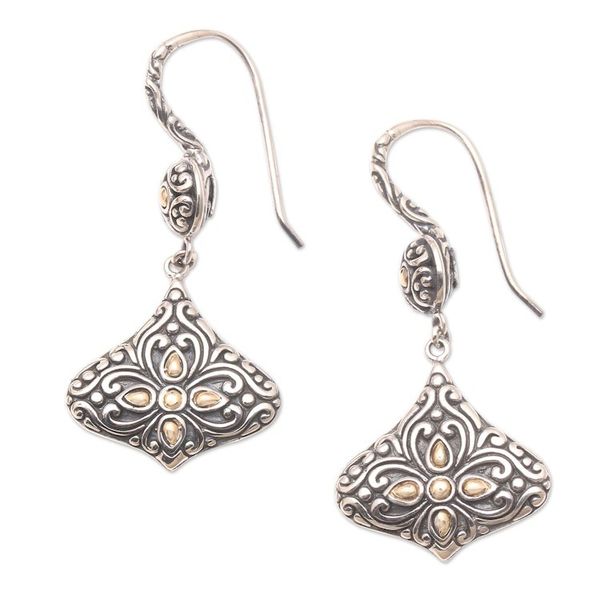 Alternate image for Sterling Silver Lantern Shaped Earrings with Gold Accents Genie Bottles
