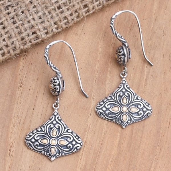 Alternate image for Sterling Silver Lantern Shaped Earrings with Gold Accents Genie Bottles