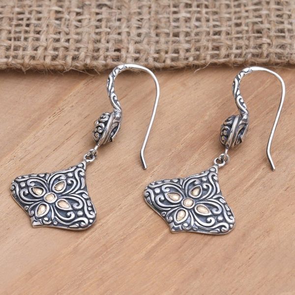 Alternate image for Sterling Silver Lantern Shaped Earrings with Gold Accents Genie Bottles
