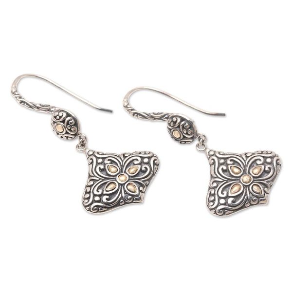 Alternate image for Sterling Silver Lantern Shaped Earrings with Gold Accents Genie Bottles