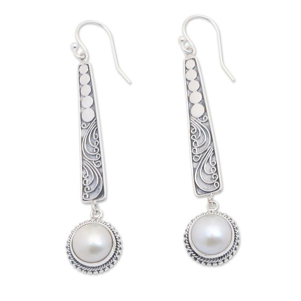 Alternate image for Artisan Crafted Cultured Mabe Pearl Dangle Earrings Like a Melody in Grey