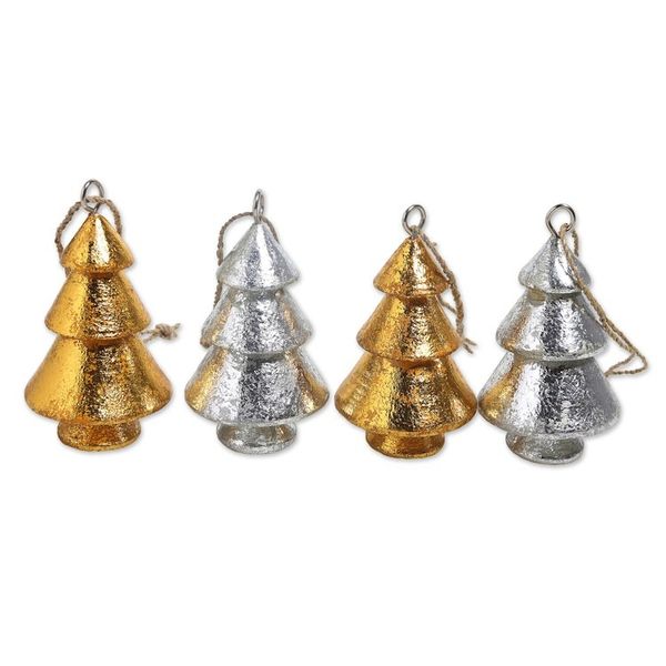 Alternate image for Handmade Wood Holiday Tree Ornaments Set of 4 Sparkling Trees