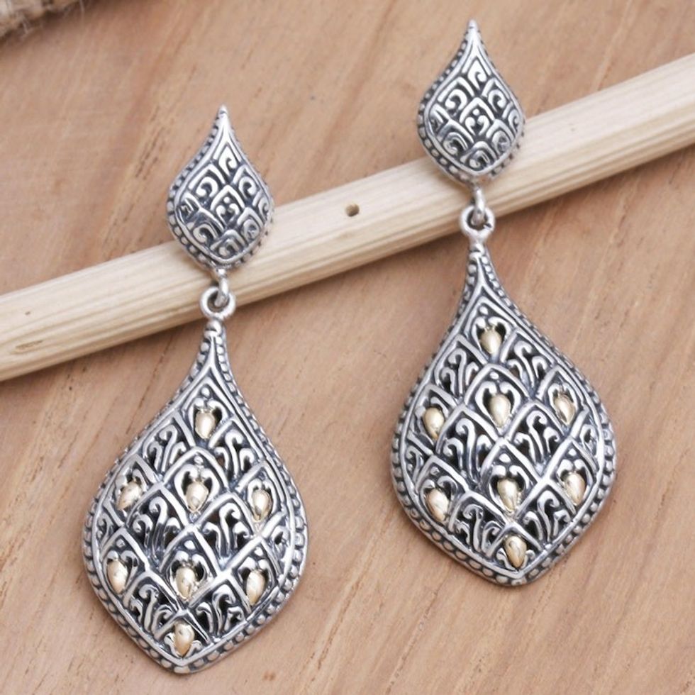 Hand Made Gold-Accented Dangle Earrings 'Natural State'