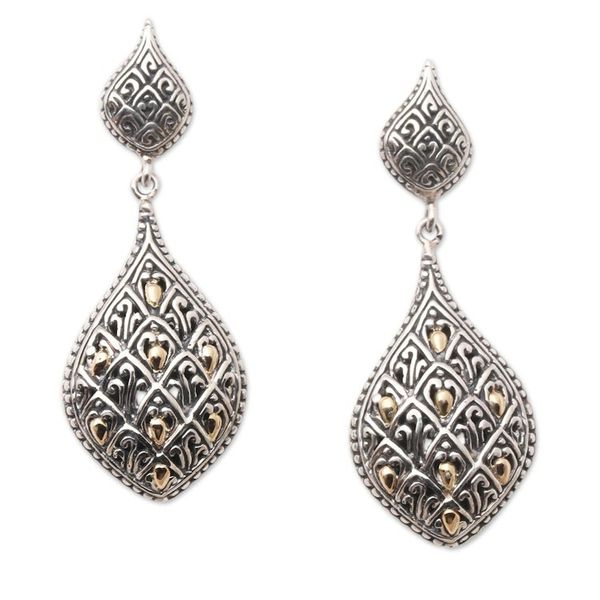 Alternate image for Hand Made Gold-Accented Dangle Earrings Natural State