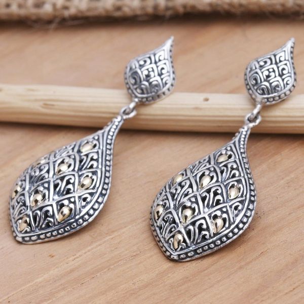 Alternate image for Hand Made Gold-Accented Dangle Earrings Natural State