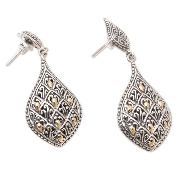 Alternate image for Hand Made Gold-Accented Dangle Earrings Natural State