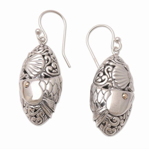 Alternate image for Gold-Accented Sterling Silver Dangle Earrings Ocean Dive