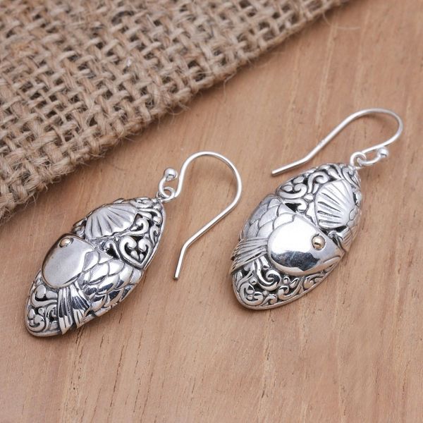 Alternate image for Gold-Accented Sterling Silver Dangle Earrings Ocean Dive