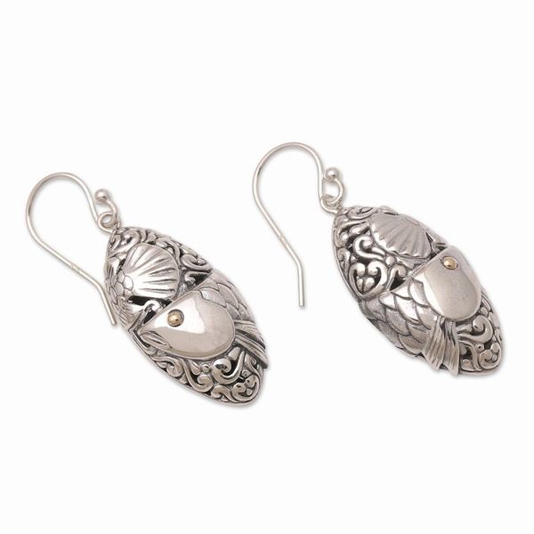 Alternate image for Gold-Accented Sterling Silver Dangle Earrings Ocean Dive