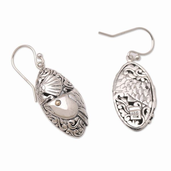 Alternate image for Gold-Accented Sterling Silver Dangle Earrings Ocean Dive