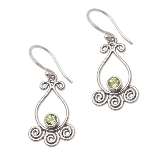 Alternate image for Artisan Crafted Peridot and Sterling Silver Dangle Earrings Sweet Sixteen in Green