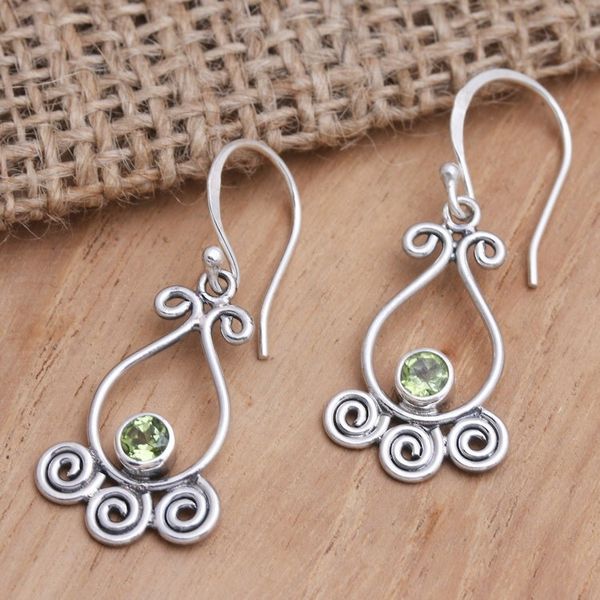 Alternate image for Artisan Crafted Peridot and Sterling Silver Dangle Earrings Sweet Sixteen in Green