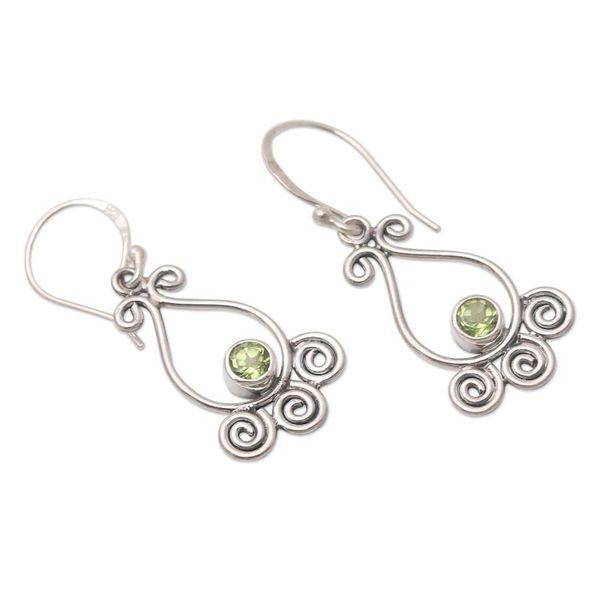 Alternate image for Artisan Crafted Peridot and Sterling Silver Dangle Earrings Sweet Sixteen in Green