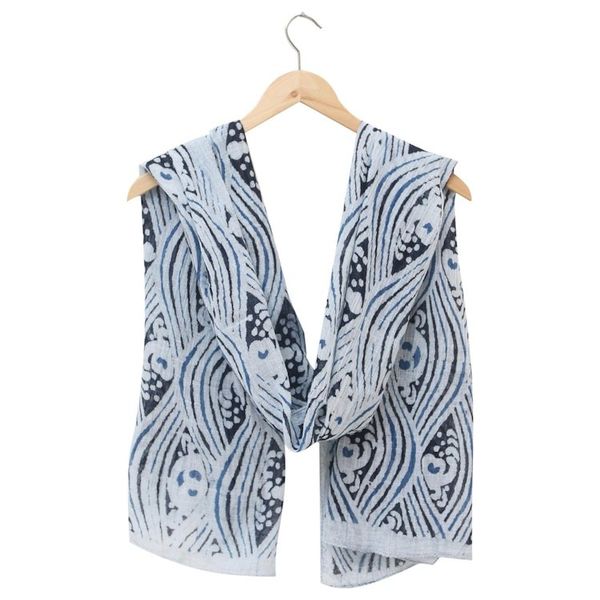 Alternate image for Hand-Woven Cotton Shawl with Natural Dyes Best in Blue