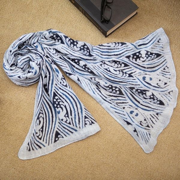 Alternate image for Hand-Woven Cotton Shawl with Natural Dyes Best in Blue