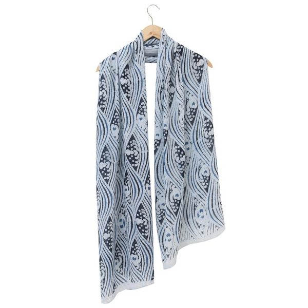 Alternate image for Hand-Woven Cotton Shawl with Natural Dyes Best in Blue