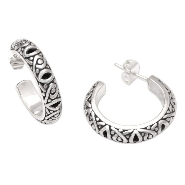 Alternate image for Handmade Sterling Silver Half-Hoop Earrings from Bali Through the Years