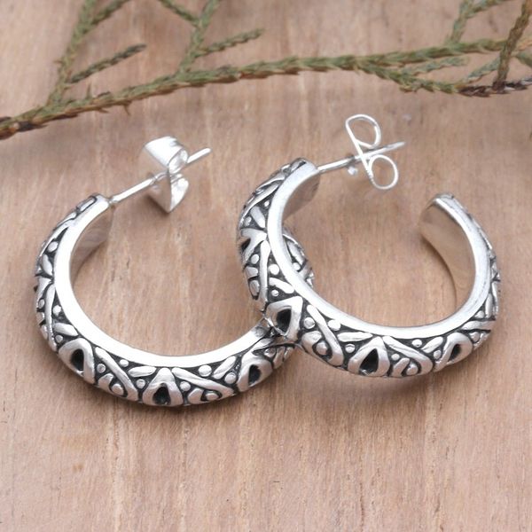 Alternate image for Handmade Sterling Silver Half-Hoop Earrings from Bali Through the Years