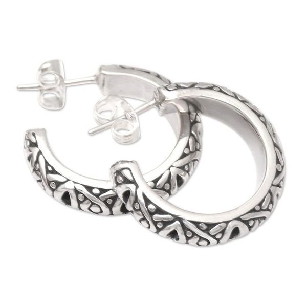 Alternate image for Handmade Sterling Silver Half-Hoop Earrings from Bali Through the Years