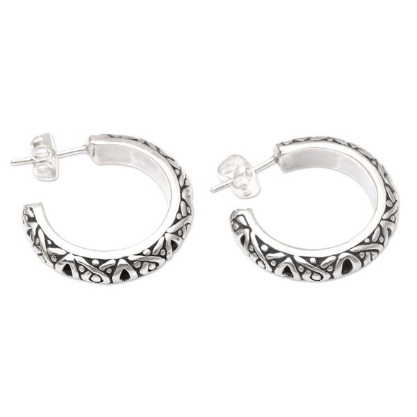 Alternate image for Handmade Sterling Silver Half-Hoop Earrings from Bali Through the Years