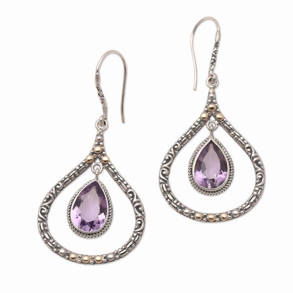 Alternate image for Gold-Accented Amethyst Dangle Earrings My Heaven