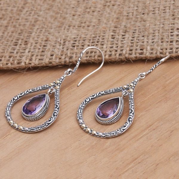 Alternate image for Gold-Accented Amethyst Dangle Earrings My Heaven
