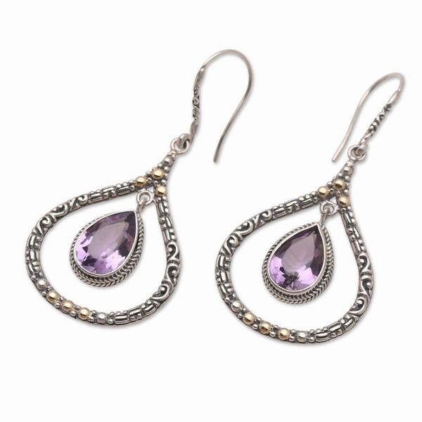 Alternate image for Gold-Accented Amethyst Dangle Earrings My Heaven