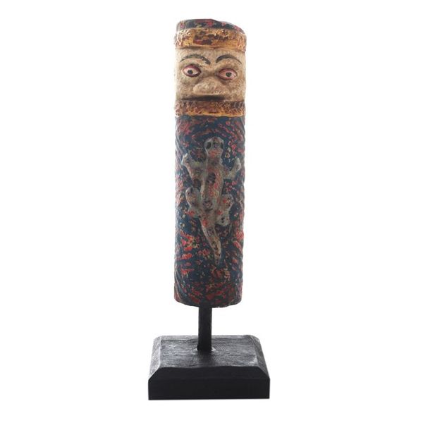 Alternate image for Hand Painted Albesia Wood Borneo Culture Statuette Dayak Sign