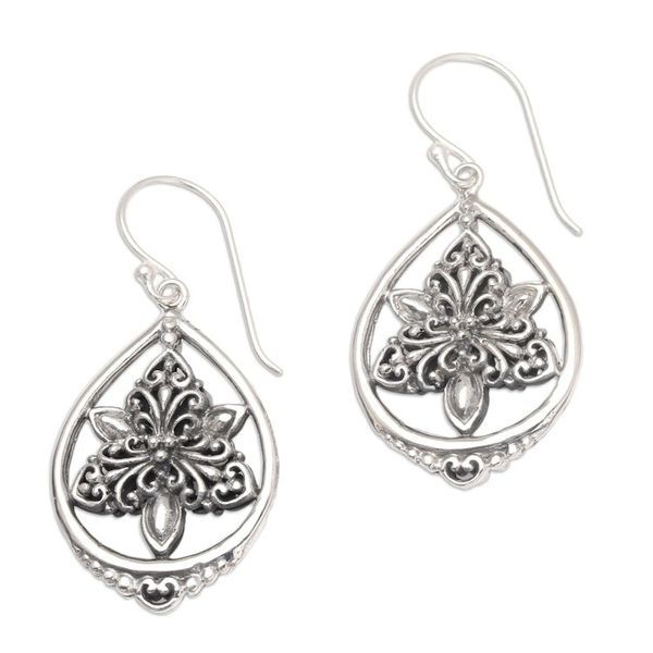 Alternate image for Handcrafted Sterling Silver Dangle Earrings Miracle Flower
