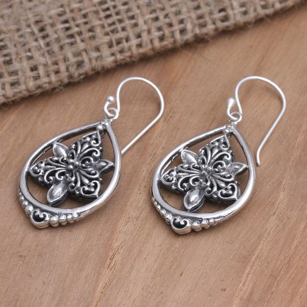 Alternate image for Handcrafted Sterling Silver Dangle Earrings Miracle Flower