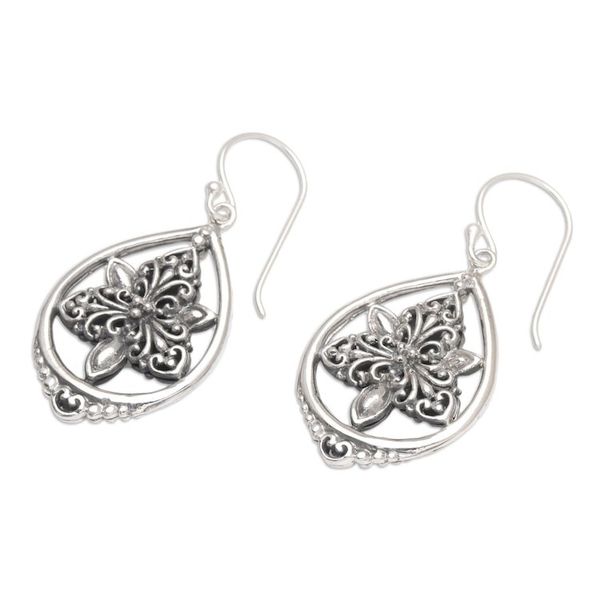 Alternate image for Handcrafted Sterling Silver Dangle Earrings Miracle Flower