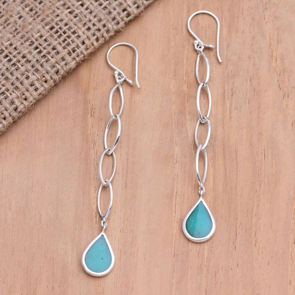 Sterling Silver and Resin Dangle Earrings 'Fresh Air'